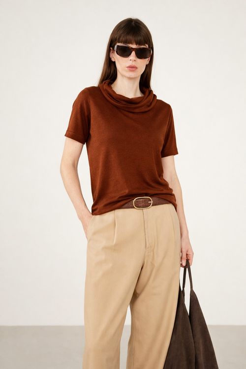 Blusa Malha Gola - Marrom Mascavo