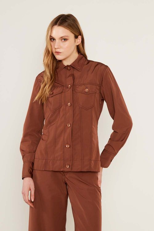 Jaqueta Techno Botões - Marrom Mascavo