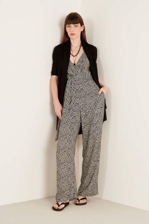 Casaco Tricot Decote - Preto