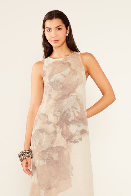Vestido Malha Silk Bia - Bege Areia