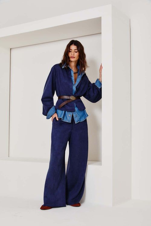 Calça Malha Suede - Azul Escuro