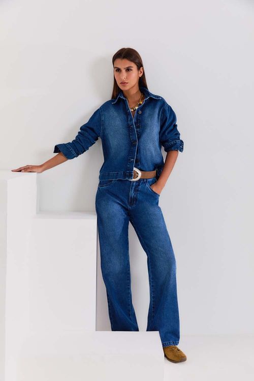 Calça Jeans Elástico Cintura - Jeans