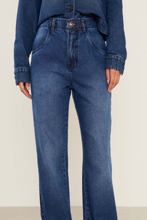 Calça Jeans Elástico Cintura - Jeans
