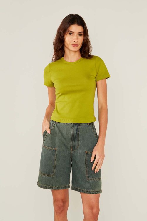 Blusa Malha Manga Curta - Verde Cedro