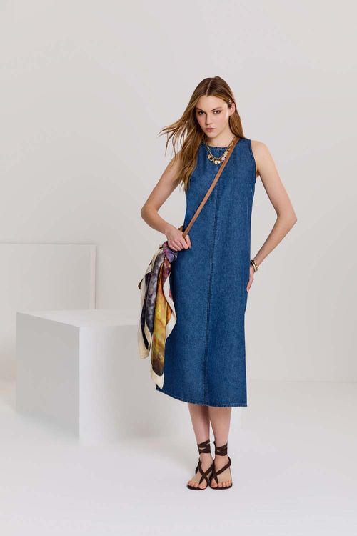 Vestido Jeans Regata Midi - Jeans