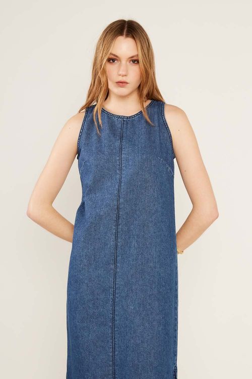 Vestido Jeans Regata Midi - Jeans