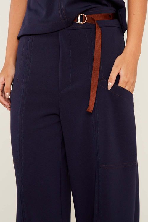 Calça Malha Meia Argola - Azul Escuro