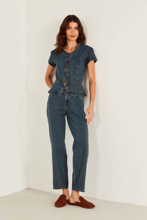 Blusa Jeans Zíper - Jeans