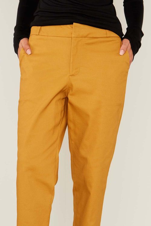Calça Sarja Bolso Faca - Ocre