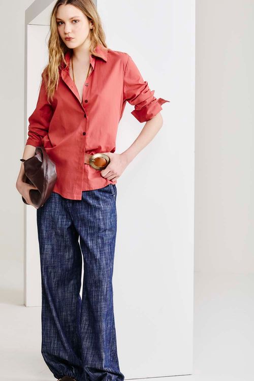 Camisa Casual Algodão - Marrom Capuccino