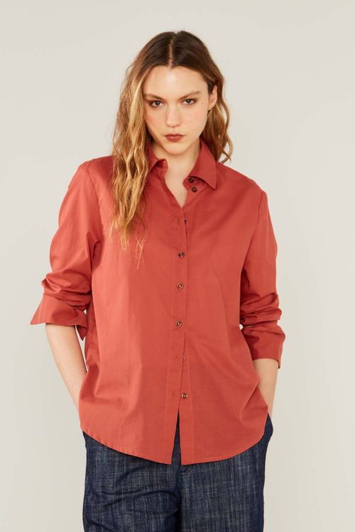 Camisa Casual Algodão - Marrom Capuccino