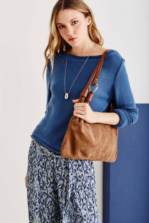 Blusa Tricot Manga Longa - Azul Indy