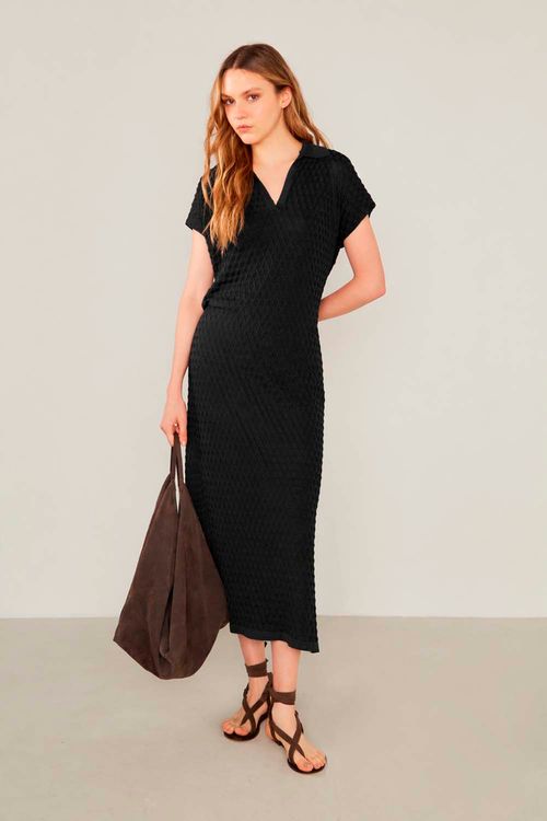 Vestido Tricot Triângulos - Preto
