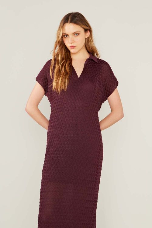 Vestido Tricot Triângulos - Burgundy