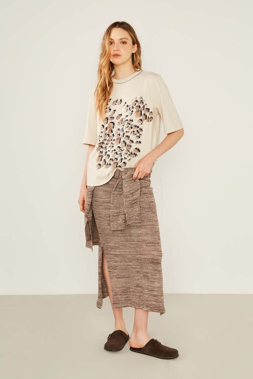 T-Shirt Malha Silk Rebeca - Areia