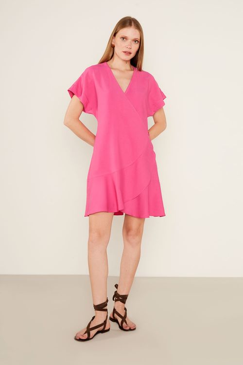 Vestido Curto Transpasse - Rosa Radiante