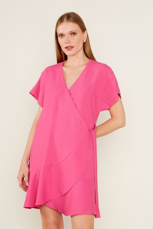 Vestido Curto Transpasse - Rosa Radiante