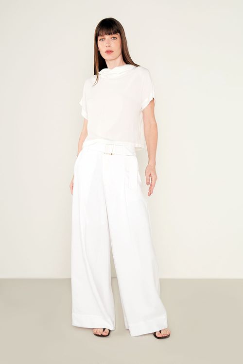 Blusa Casual Gola Alta - Off White