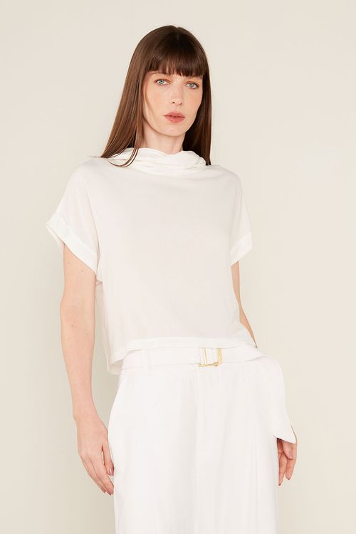 Blusa Casual Gola Alta - Off White