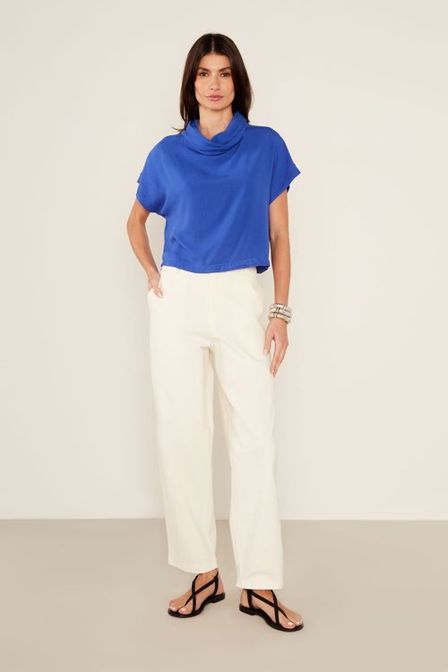 Blusa Casual Gola Alta - Azul Royal