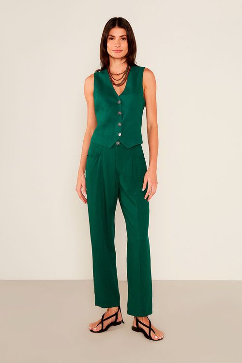 Calça Linho Casual - Verde Flore