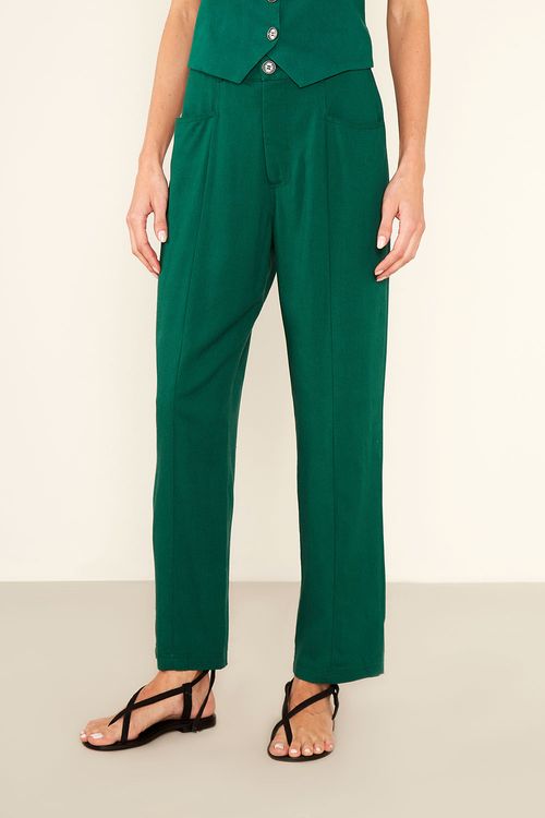 Calça Linho Casual - Verde Flore