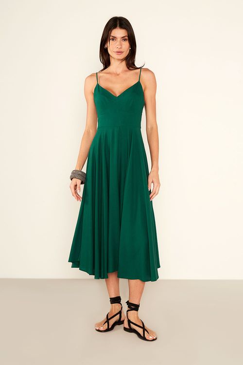 Vestido Casual Linho - Verde Flore