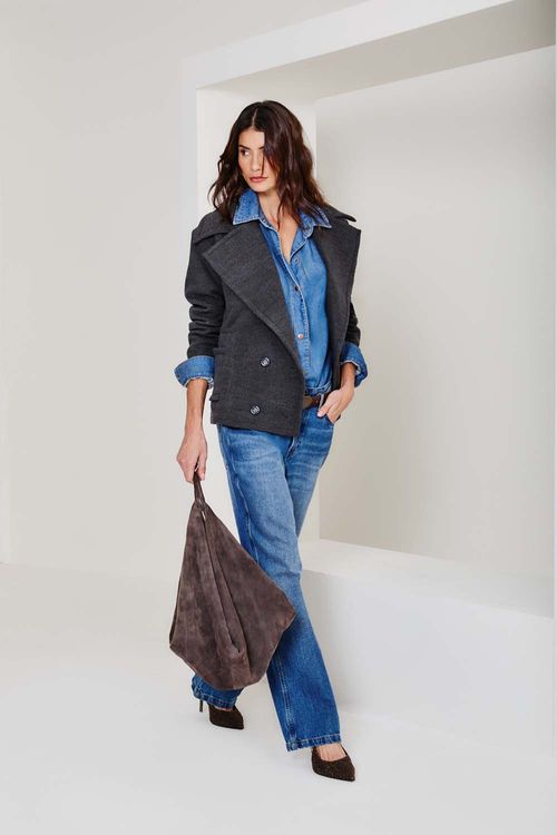 Calça Jeans Reta Cinto - Jeans
