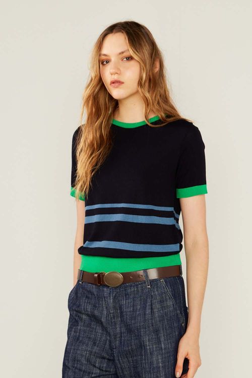 T-Shirt Tricot Listras - Azul Escuro