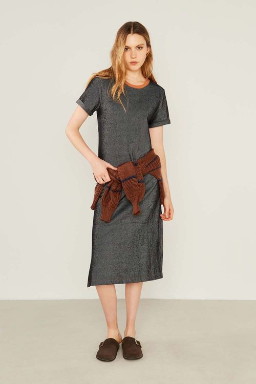 Vestido Malha Listra Cadarço - Listrado