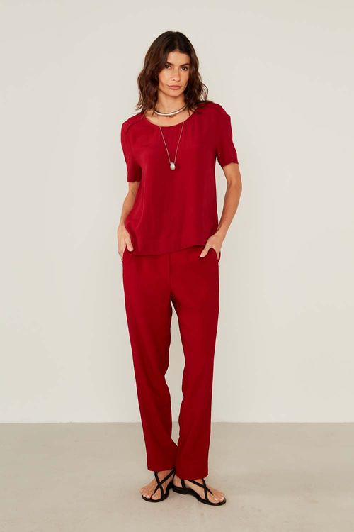 Blusa Casual Recorte Deslocado - Vinho