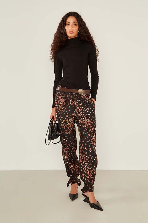 Blusa Tricot Manga Longa Gola - Preto