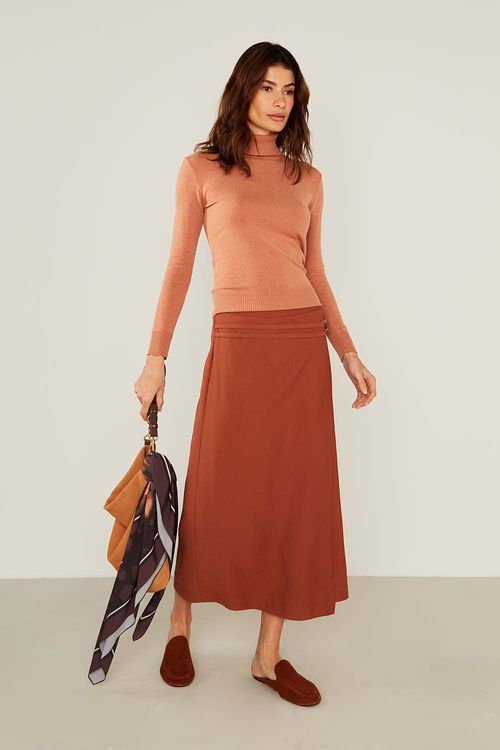 Blusa Tricot Manga Longa Gola - Canela