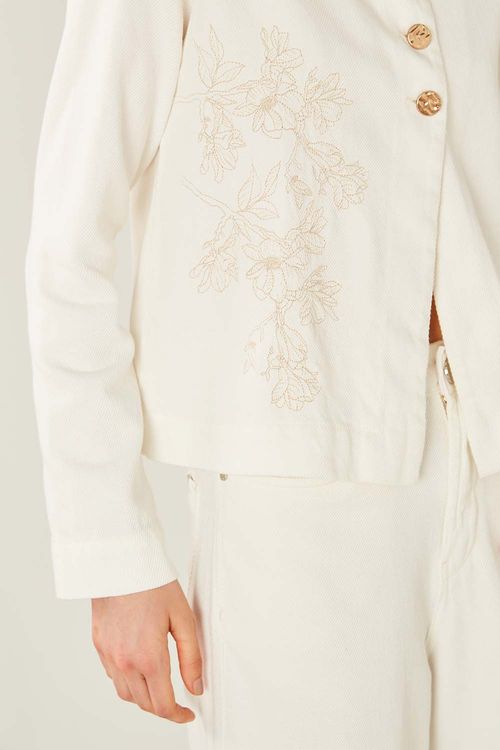 Jaqueta Sarja Bordada - Off White