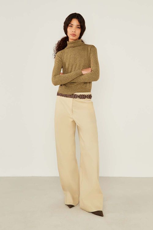 Pantalona Alfaiataria Bege - Bege Ambar