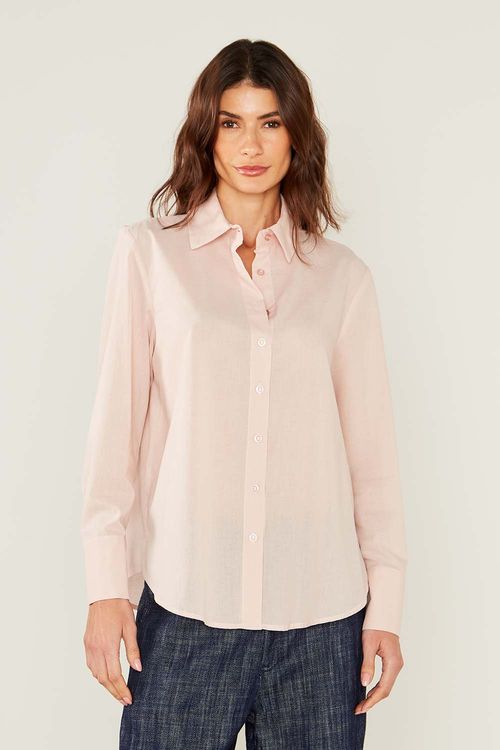 Camisa Casual Algodão - Rosa Cha