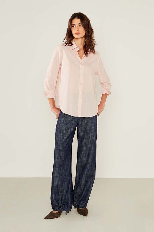 Camisa Casual Algodão - Rosa Cha