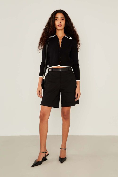 Casaco Tricot Polo - Preto
