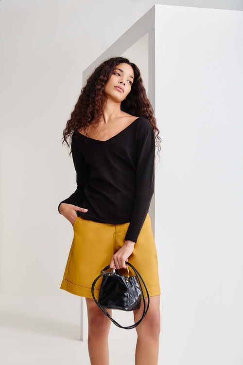 Blusa Tricot Manga Longa - Preto