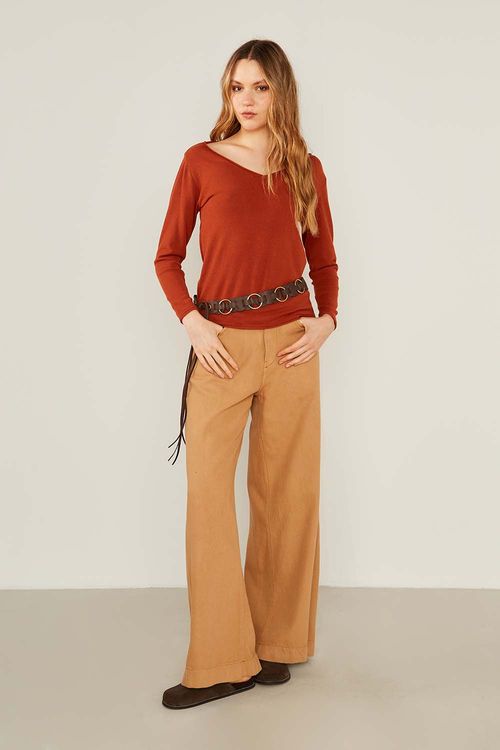 Blusa Tricot Manga Longa - Marrom Bronze