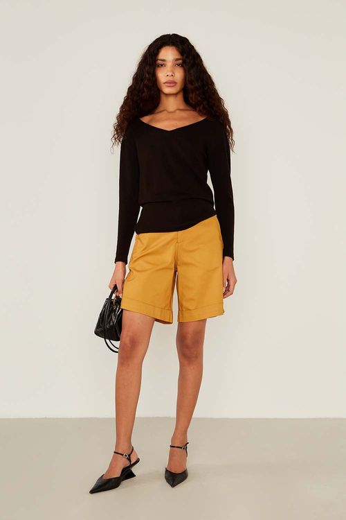 Blusa Tricot Manga Longa - Preto