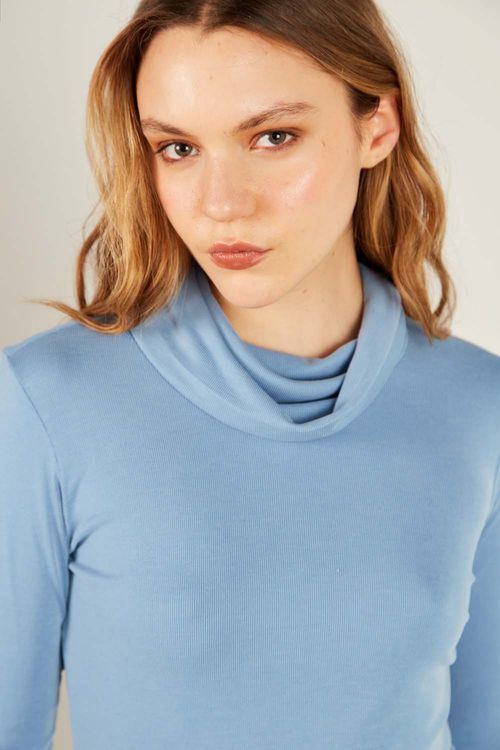 Blusa Malha Rib - Azul Marine