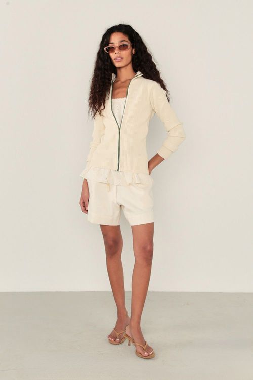 Casaco Tricot Texturas - Creme