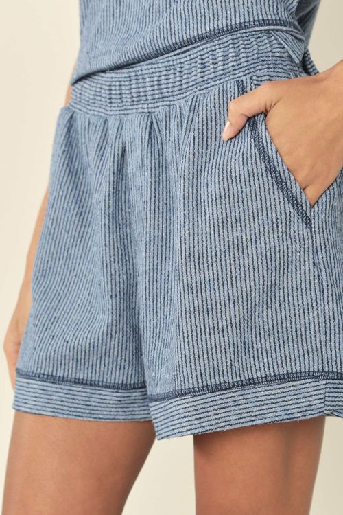 Short Malha Listras - Listrado Azul