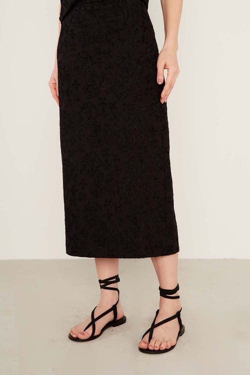 Saia Bordado Nerine Black - Preto