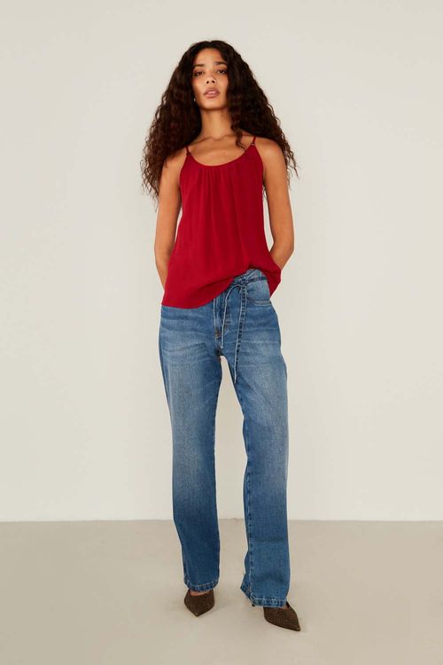 Blusa Casual Alça Com Ponteira - Vinho