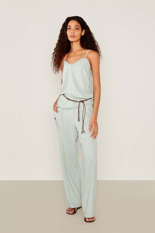 Calça Casual Reta Linho - Azul Leve