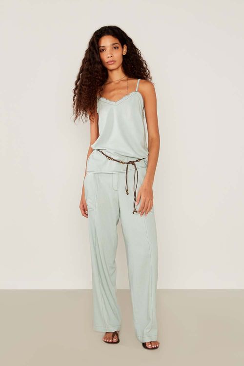Blusa Casual Linho Alça - Azul Leve