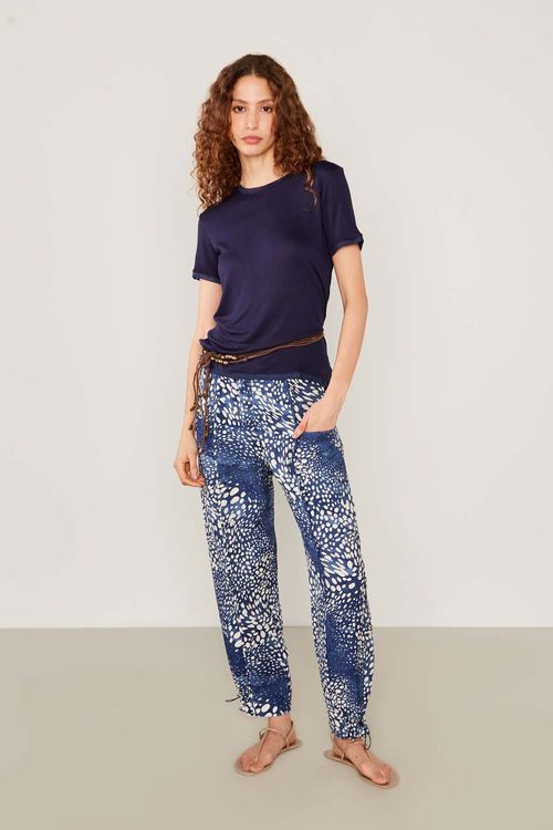 Blusa Malha Detalhe Tule - Azul Navy