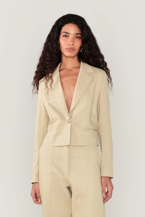 Blazer Cropped Alfaitaria - Areia